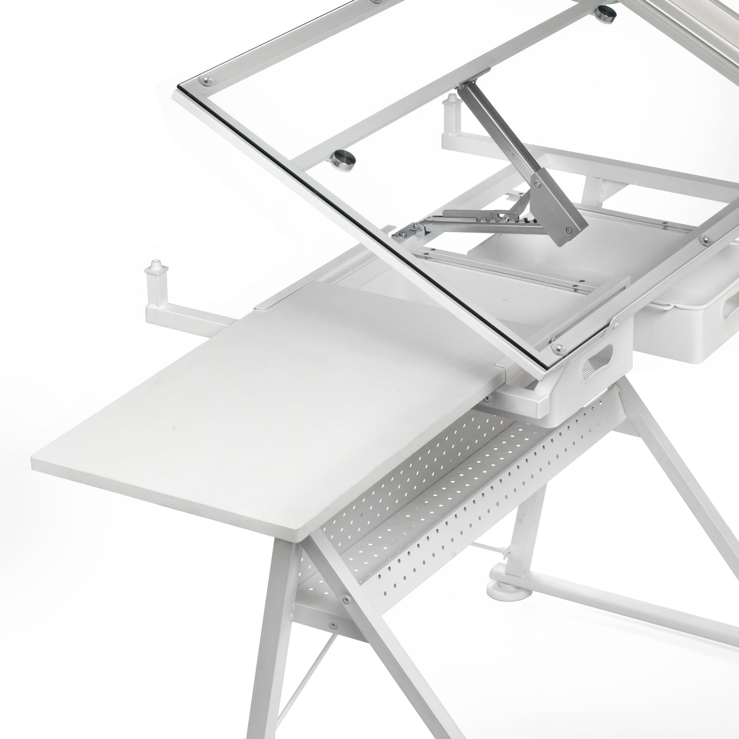 Artist's Loft Artists Loft Desk, Tilting Glass Top Adjustable Drafting Table, White, 55.9" x 23.6", 1-Pack