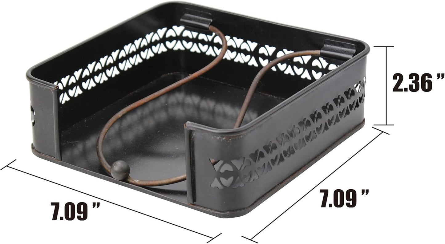 Stonebriar Industrial Black Graphite Metal Napkin Holder, Decorative Tray for Dining Table