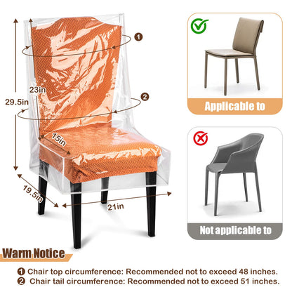 Dining Chair Covers, Waterproof Chair Covers - 4 Pack Clear Plastic Seat Chair Protector for Kitchen Keep Your Chair Away from Water Dust Stain and Pet Claws W/21 x D/18 Fits 16-23" (4)