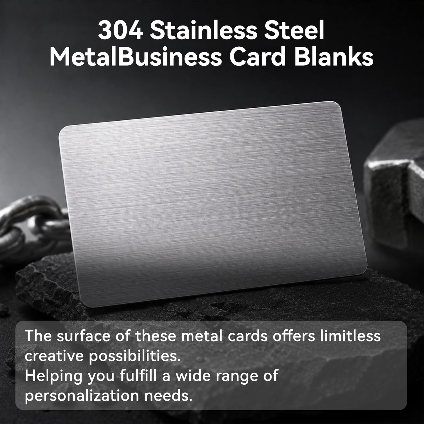 VMYTH 50 Pcs Stainless Steel Business Card Blanks w/Case, 3.4"x2.1" Thick 0.5mm Metal Business Cards for Laser Engraving (30 Standard, 20 Adhesive), Metal Business Card Blanks for House,Office,DIY