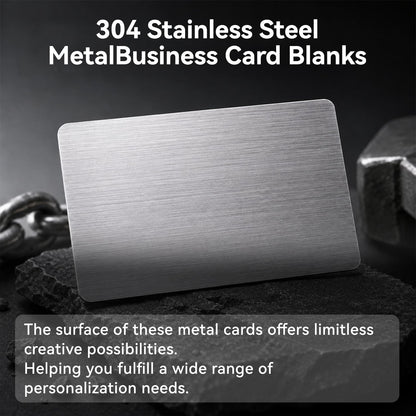 VMYTH 50 Pcs Stainless Steel Business Card Blanks w/Case, 3.4"x2.1" Thick 0.5mm Metal Business Cards for Laser Engraving (30 Standard, 20 Adhesive), Metal Business Card Blanks for House,Office,DIY