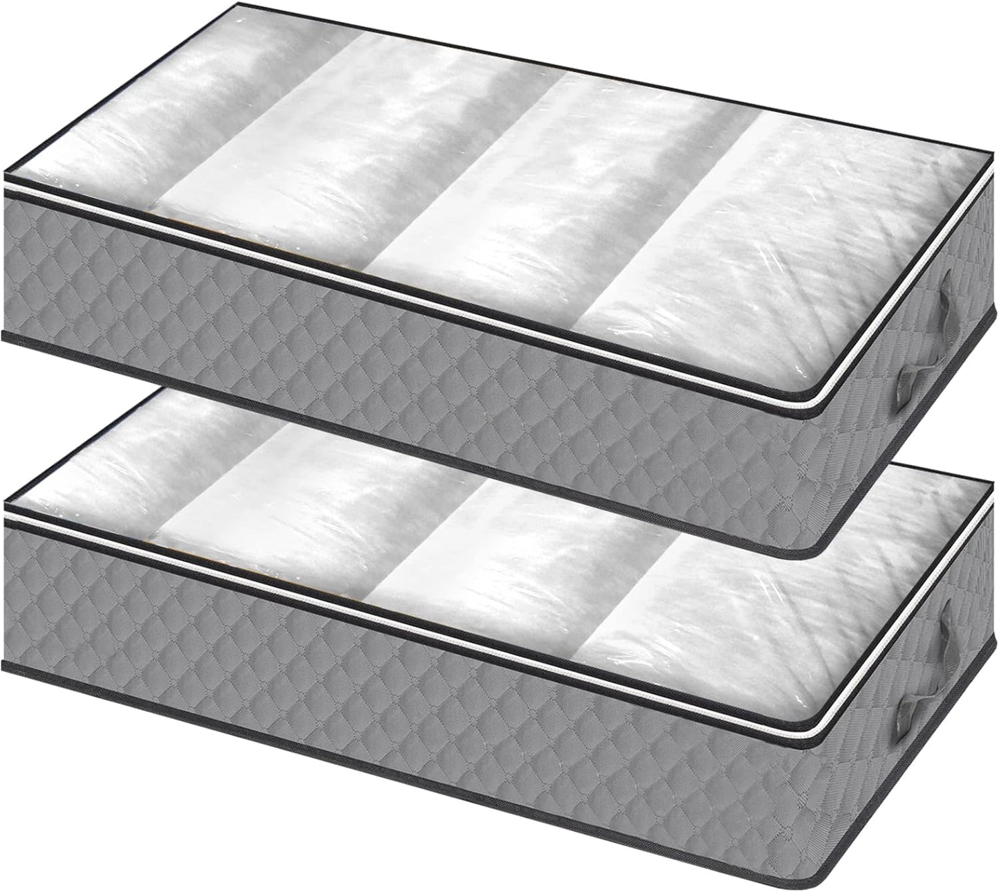 Homelove Under Bed Storage Bags, 2 Pack Fabric Containers with Reinforced Handles and Clear Window for Blankets,