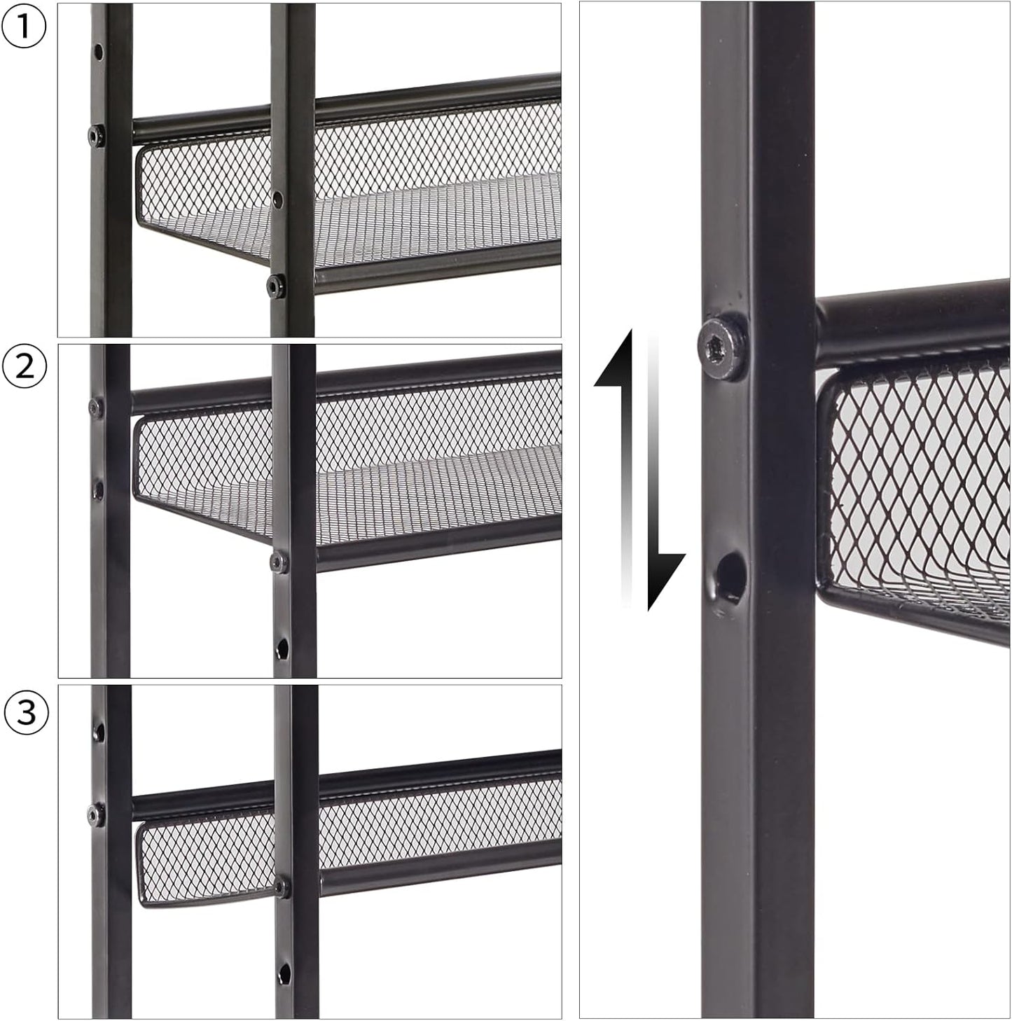 IBUYKE 3-Tier Spice Rack, Industrial Counter Shelf Desktop Storage Organizer for Kitchen, Office, Living Room, Dark Grey