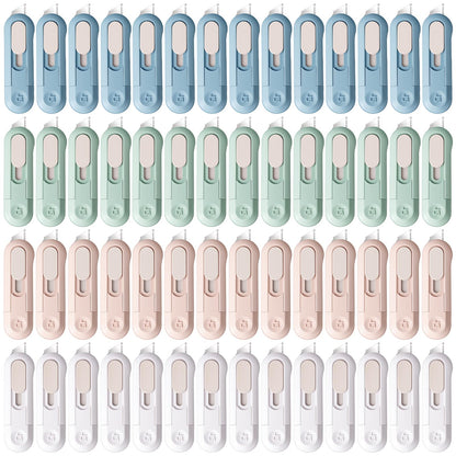 Ckhoid 60 Pcs Mini Box Cutter Bulk, Retractable Box Opener, Easy Slide Cute Utility Knife for Opening Daily Express Boxes, Wrapping, Envelopes, Packages, Paper Tape, DIY Craft, Office Home (Mixed)