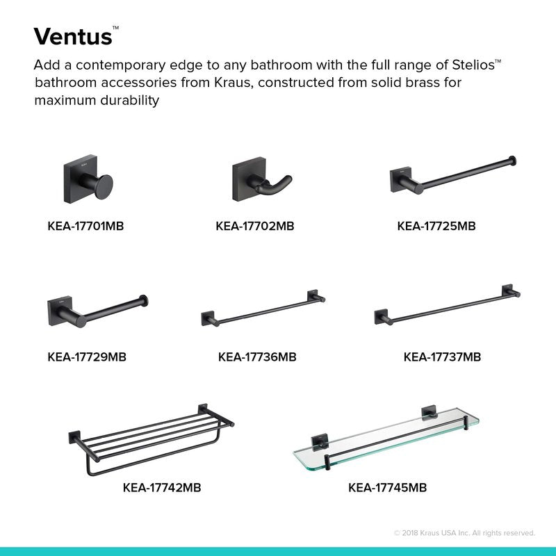 KRAUS Ventus Bathroom Toilet Paper Holder, Matte Black Finish, KEA-17729MB