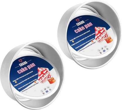 EXGOX 2 Pack 9-Inch Non-Stick Deep Aluminum Round Cake Pan with Removable Bottom for Wedding/Birthday/Christmas Baking