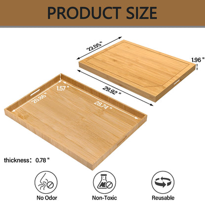 YUHFERA Stove Cover Board for Gas Stovetop - 30" x 22" Noodle Board Electric Stove Cover for RV Stove Top, Extra Countertop Space for Kitchen Stovetop (Bamboo)