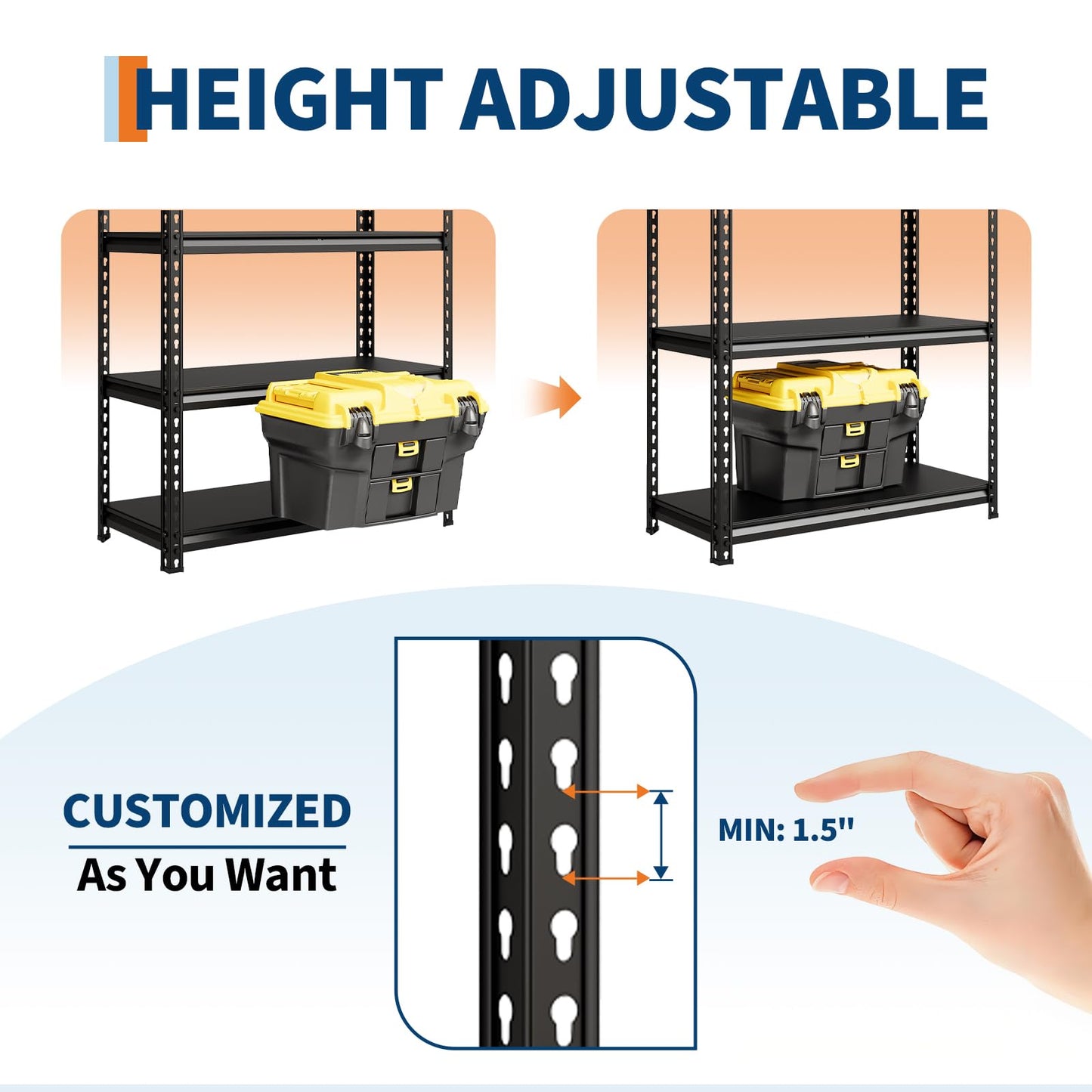 JoanKaren 2 in 1 5 Tier Garage Shelving Unit 36x16 in, 3850 LB Capacity Heavy Duty Steel Utility Shelves, Adjustable Industrial Storage Racks for Basement Closet Laundry Kitchen