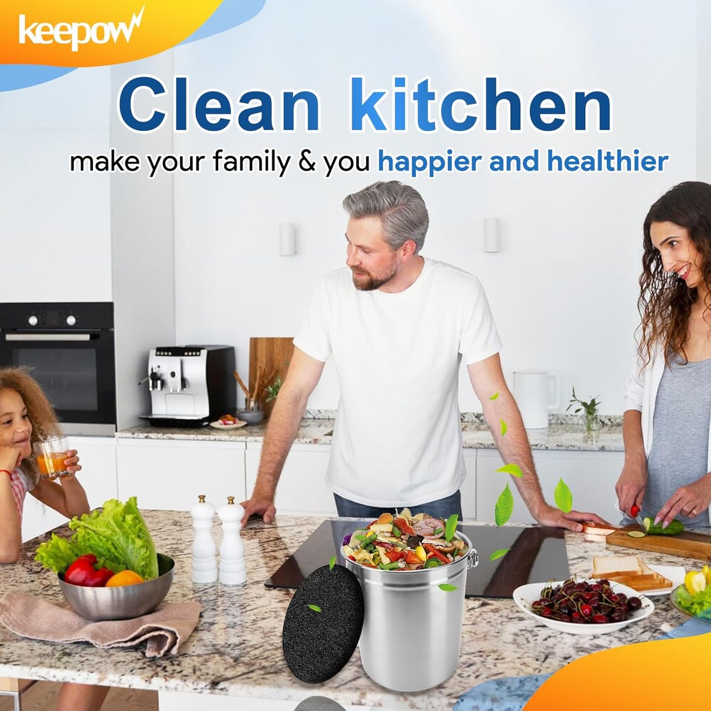 KEEPOW 10 Pack 6.75" Compost Bin Filter Replacement, Charcoal Filters for Kitchen Compost Bin