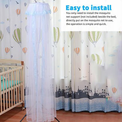 Vawolecy Universal Crib Floor Mosquito Net with Lace, Breathable Crib Netting Bed Curtains Canopy for Baby Kids, Toddler Bed Crib Dome Canopy Netting Without Stand