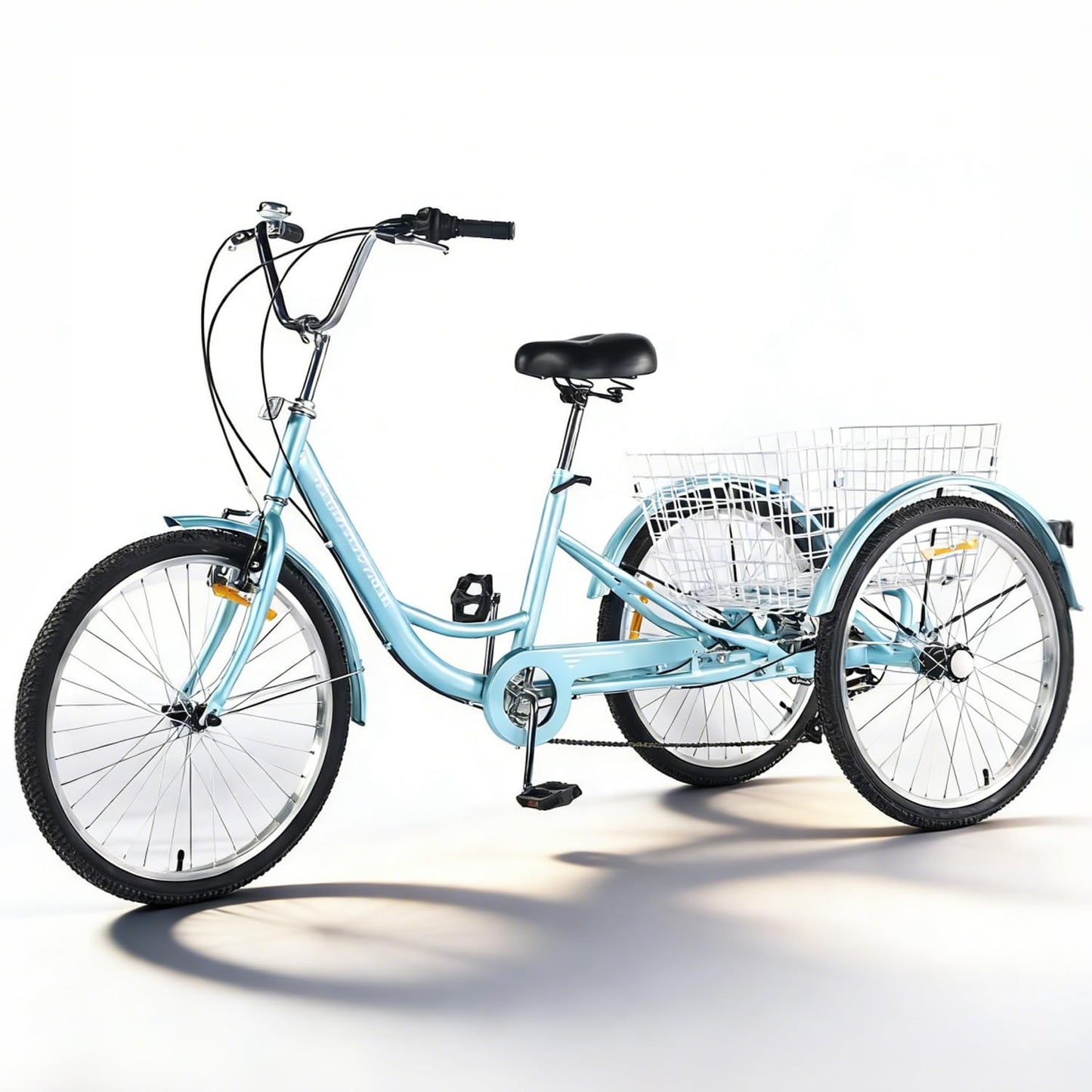 Adult Tricycle 7 Speed, 24 Inch 3 Wheel Trike Load 550lb,with Rear Basket,for Women，Seniors Picnic Exercise Shopping (Blue)