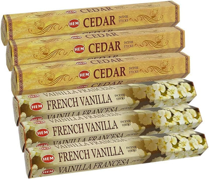 TRUMIRI French Vanilla & Cedar Incense Sticks Bundle - 120 Count, 6 Sets of 20 Sticks Each