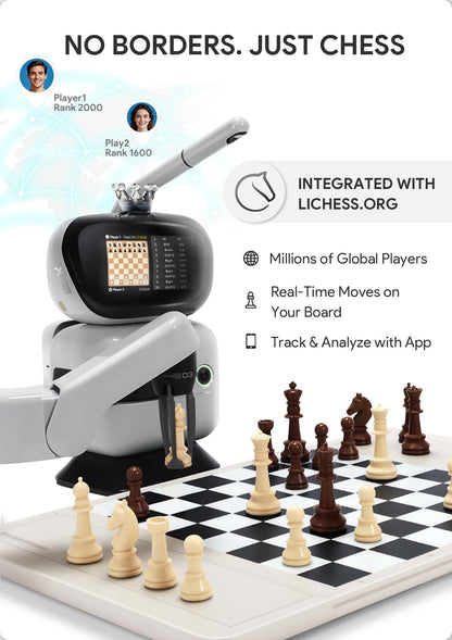 SenseRobot AI Chess Robot with Robotic Arm, Electronic Chess Board for Kids & Adults, 25 AI Levels, 1200+ Exercises, Voice Coaching, Lichess Integration, Wi-Fi OTA Updates