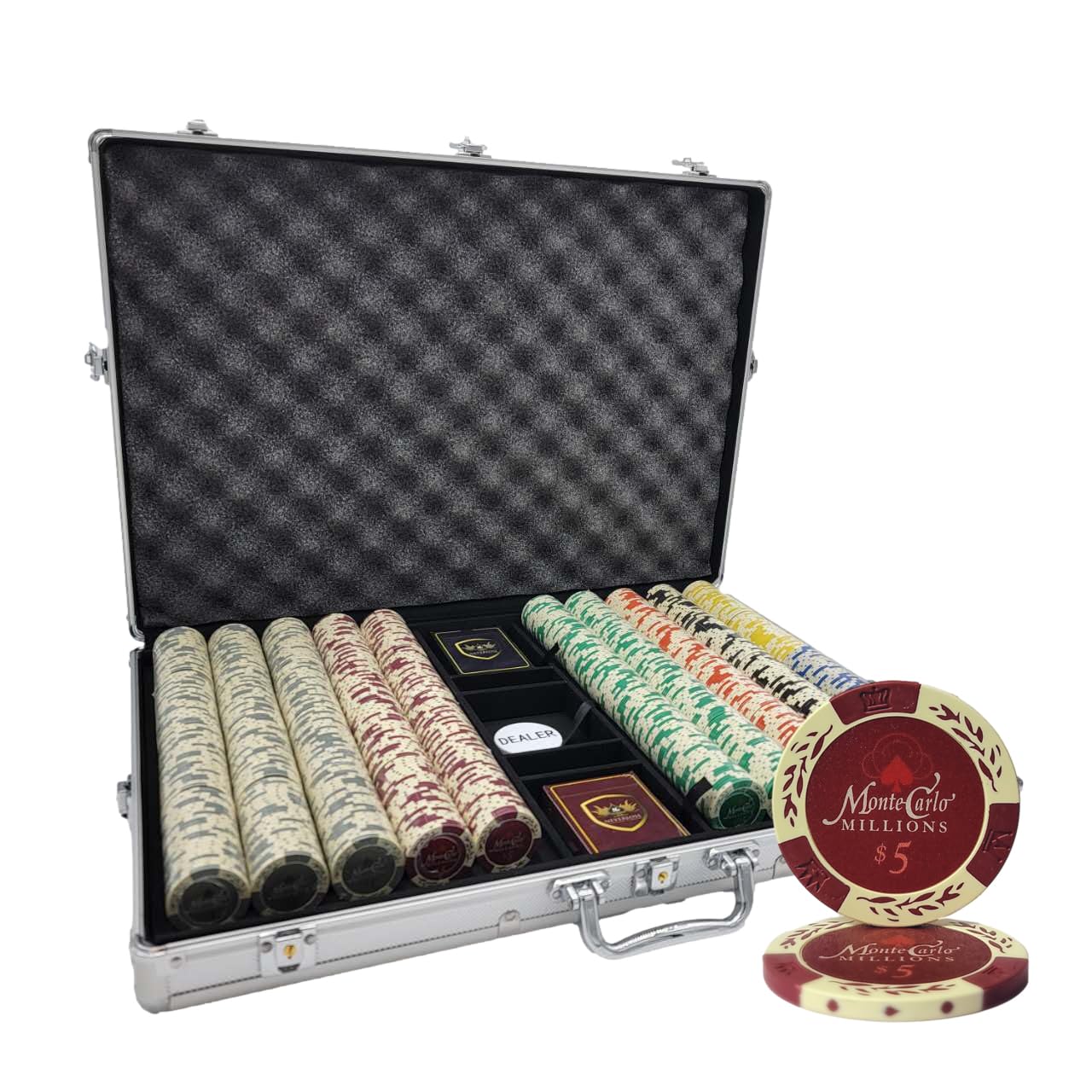 MRC POKER 1000pcs 13.5g Monte Carlo Millions Poker Chips (1000 Millions Aluminum Case)