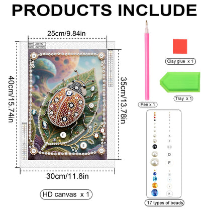 WSLWXSHM Pearl Diamond Painting Kits for Adults Ladybug, 5D Special Shape Diamond Art Kits for Beginners, Crystal Rhinestones Diamond Painting for Home Wall Decoration Gift 12×16inch/30×40cm Insect