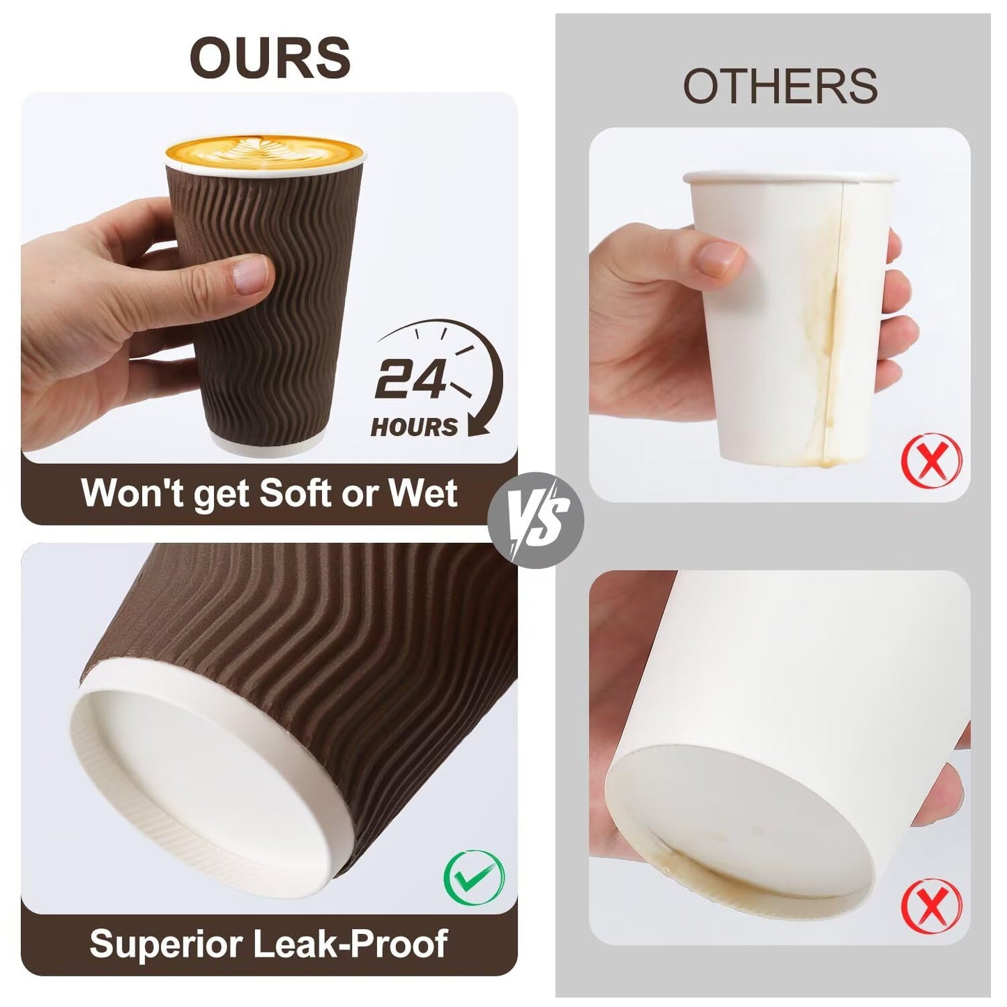 Huifany 16 oz Coffee Cups with Lids 50 Pack, Disposable Coffee Cups with Lids, Insulated To Go Paper Coffee Cup for Hot Cold Drinks