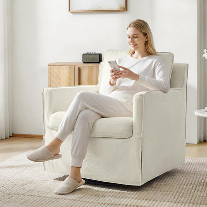 KISLOT Swivel Accent Chair Rocking Recliner 360 Degree Swivel Armchair Machine-Washable Cover for Nursery Living Room Bedroom