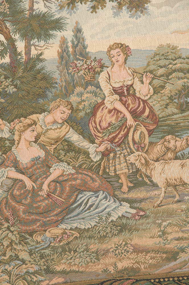 C Charlotte Home Furnishings Inc Scenes Galantes Italian Tapestry Wall Hanging - 56 in. x 23 in. Cotton/Viscose/Polyester by Francois Boucher