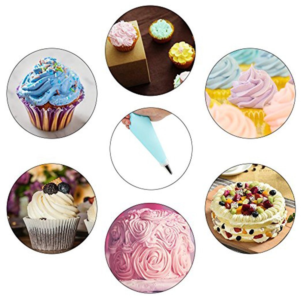 HMIEPRS 39PCS Piping Bags and Tips Set with Storage Case, Icing Tips, Large Piping Nozzles, Couplers, Silicone Pastry Bags, Flower Nails, Icing Smoother, Baking Decoration Tools for Cake Cookies
