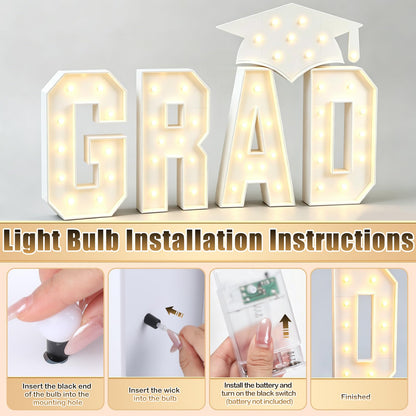 Zealor 2026 Graduation Decorations 3.3FT GRAD Marquee Letters with Lights Class of 2026 Large Prom Light-Up Letters with Graduation Hat Pre-Cut Foam Board Frame for Ceremonies Party Senior Photo Props