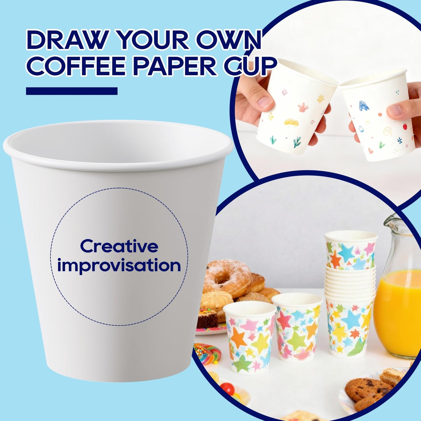 LITOPAK 270 Pack 10 oz Disposable Paper Coffee Cup, Drinking Cups for Water, White Paper Hot Coffee Cups, Suitable for Party, Picnic, Travel, and Events