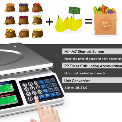 Goplus 66lb Price Computing Scale, Digital Commercial Food Produce Scale with Stainless Steel Large Platform, Counting Function for Farmer Market, Kitchen, Meat Shop, Deli