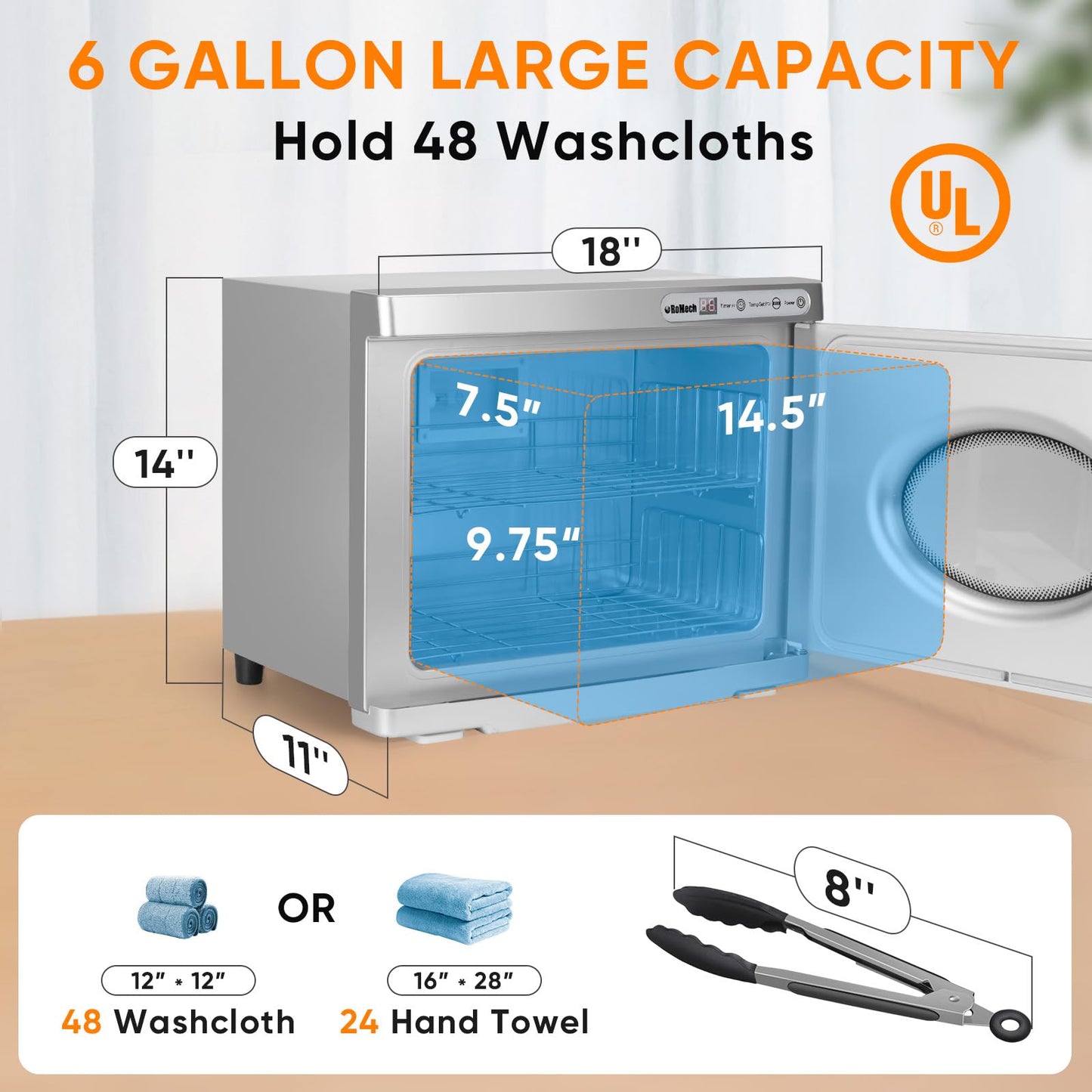 ROMECH 23L Hot Towel Warmer Cabinet, Professional Towel Heater with LED Temperature Display Setting, Extra Large Capacity Towel Warmers for Spa Massage Salon Home (White, 23L)