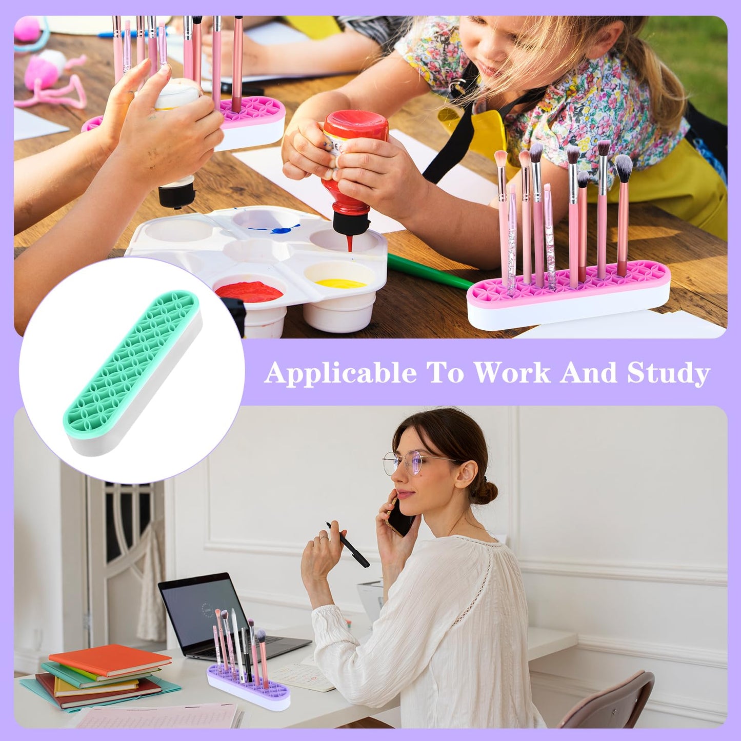 Pafeooui 4 Pcs Silicone Makeup Brush Holder, Multipurpose Cosmetic Organizer, Pen Holder for Desk, Storage Box, Sewing Tool, Beauty Tool, Scissors, Toothbrush Holders