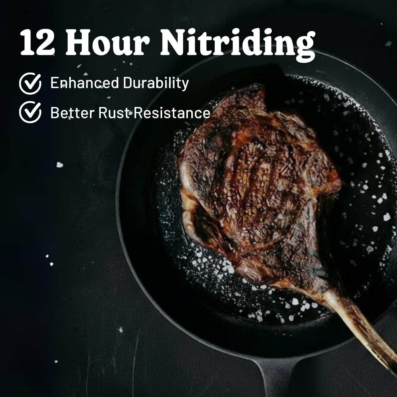 Flambo 12 Inch Smooth Cast Iron Skillet - Naturally Non-Stick, Pre-Seasoned Frying Pan, Smooth Finish for Grilling, Frying, Sauteing, Searing, Baking - Use on Oven, Stove, Grill, or Campfire