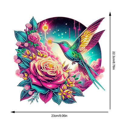 C‘eitura DIY Acrylic Hummingbird & Flower Diamond Painting Hanging Pendant Kit, 5D Special Shape Crystal Art for Home Wall Decor, Unique Gift for Women & Teens