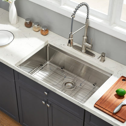 EcoChannels Undermount Kitchen Sink, 28 x 19 Inch Sink Kitchen16 Gauge Stainless Steel Outdoor Laundry Kitchen Sinks Single Bowl