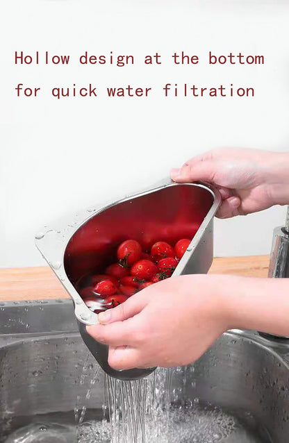 Maitexi Stainless Steel Sink Strainer Basket Triangle Sink,Triangle Sink Drainer Basket for Sink Food Strainer or Storage Rack (silver)