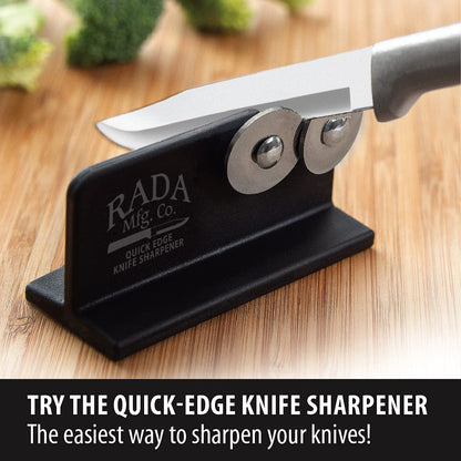 Rada Cutlery Quick Edge Knife Sharpener (R119), 3.5" x 2", Stainless Steel Wheels