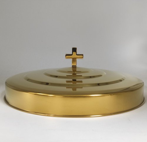Communion Holy Wine Serving Cup Tray with Cover, Stainless Steel Brass Color Communion Tray Set with 160pcs Disposable Cups for Churches Supplies