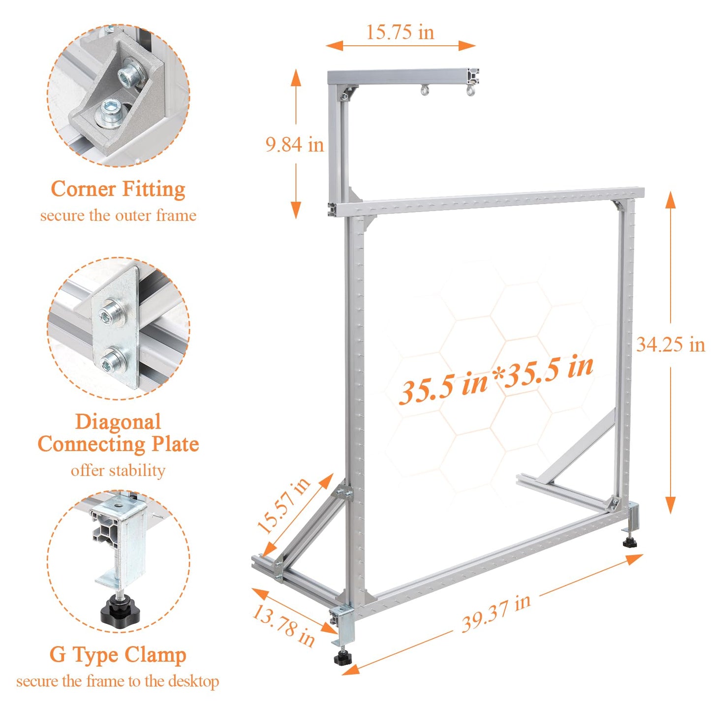 bimiti Tufting Frame, 35.5"x35.5" Large Alumium Metal Rug Tufting Frame, Sewing Embroidery Carpet Making Kit for Adults Rug Making Supplies for Tufting Gun