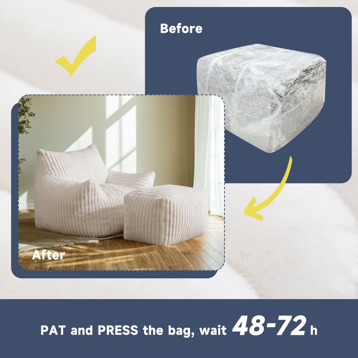 Oversized Bean Bag Chair for Living Room Furniture Bean Bag Chairs for Adults- Small Couch & Lounge Accent Chair for Living Room Chairs or Bedroom