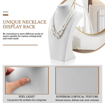 Homeanda Necklace Display Bust - PU Leather Jewelry Bust Stand for Photography, Boutique Display, and Home Organisation(White-11.4"x6.7")