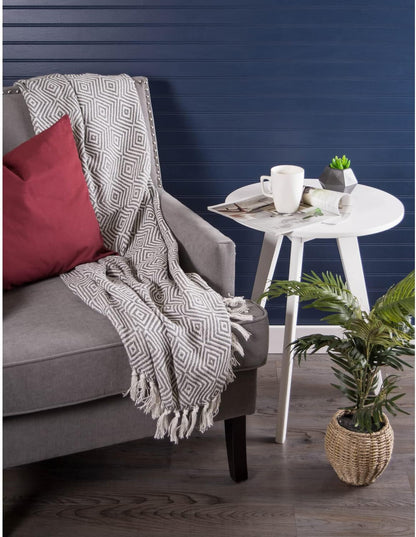 DII Diamond Throw Collection, Woven Cotton, 50x60, Mineral Gray