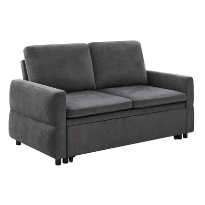 Convertible Sofa Bed Loveseat with Adjustable Backrest, Chenille Sleeper Couch with USB Ports, 3 Position Reclining Sofa Bed for Small Spaces Apartment Guest Room, Modern Compact Furniture, Grey