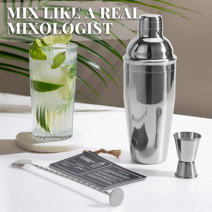 Set 4 Set, Set Set Premium Mixology Cocktail Shaker | Piece Bar Tool Silver Bar Cocktail Shaker for Drink Mixing