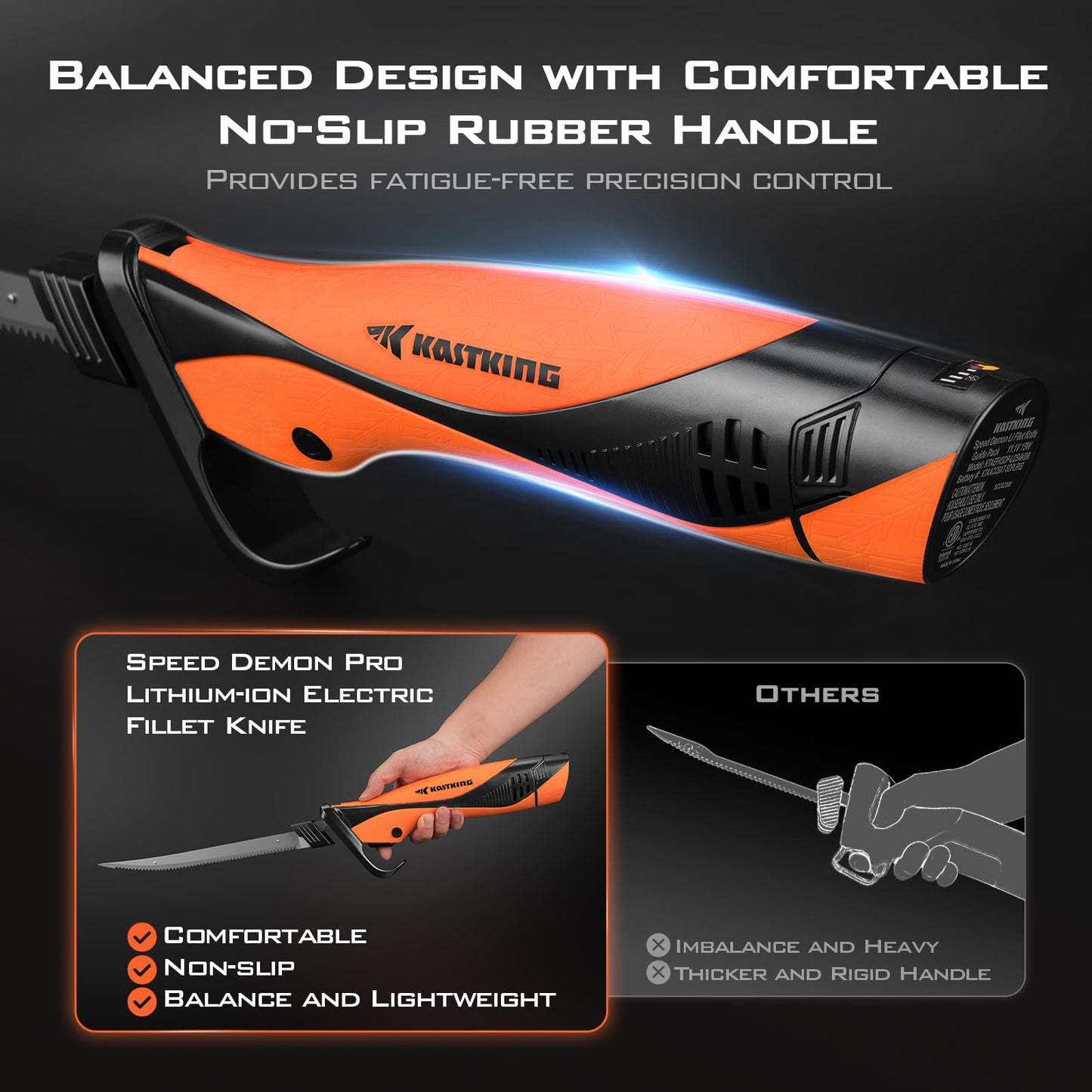 KastKing Cordless Electric Fillet Knife Speed Demon Pro 7" & 9" Blades