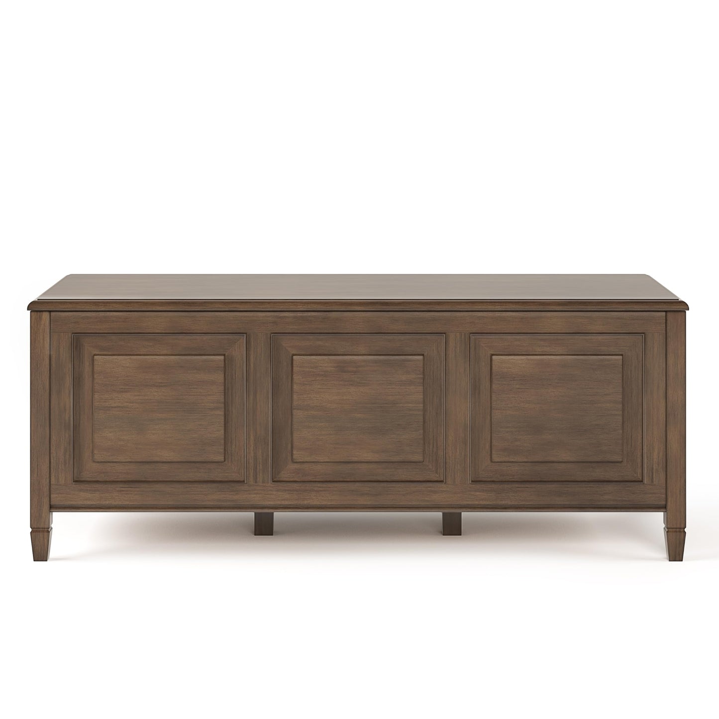 SIMPLIHOME Connaught Storage Bench - 51 inch Wide Solid Wood Trunk Bench in Natural Aged Brown, Traditional Bench for Entryway with Lift-Up Lid and 3 Hidden Compartments