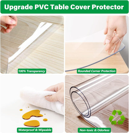 24 Inch Round Clear Table Protector - Vinyl Desk Pad Mat for Circular Furniture, Kitchen, Coffee End Tables - Glass Top