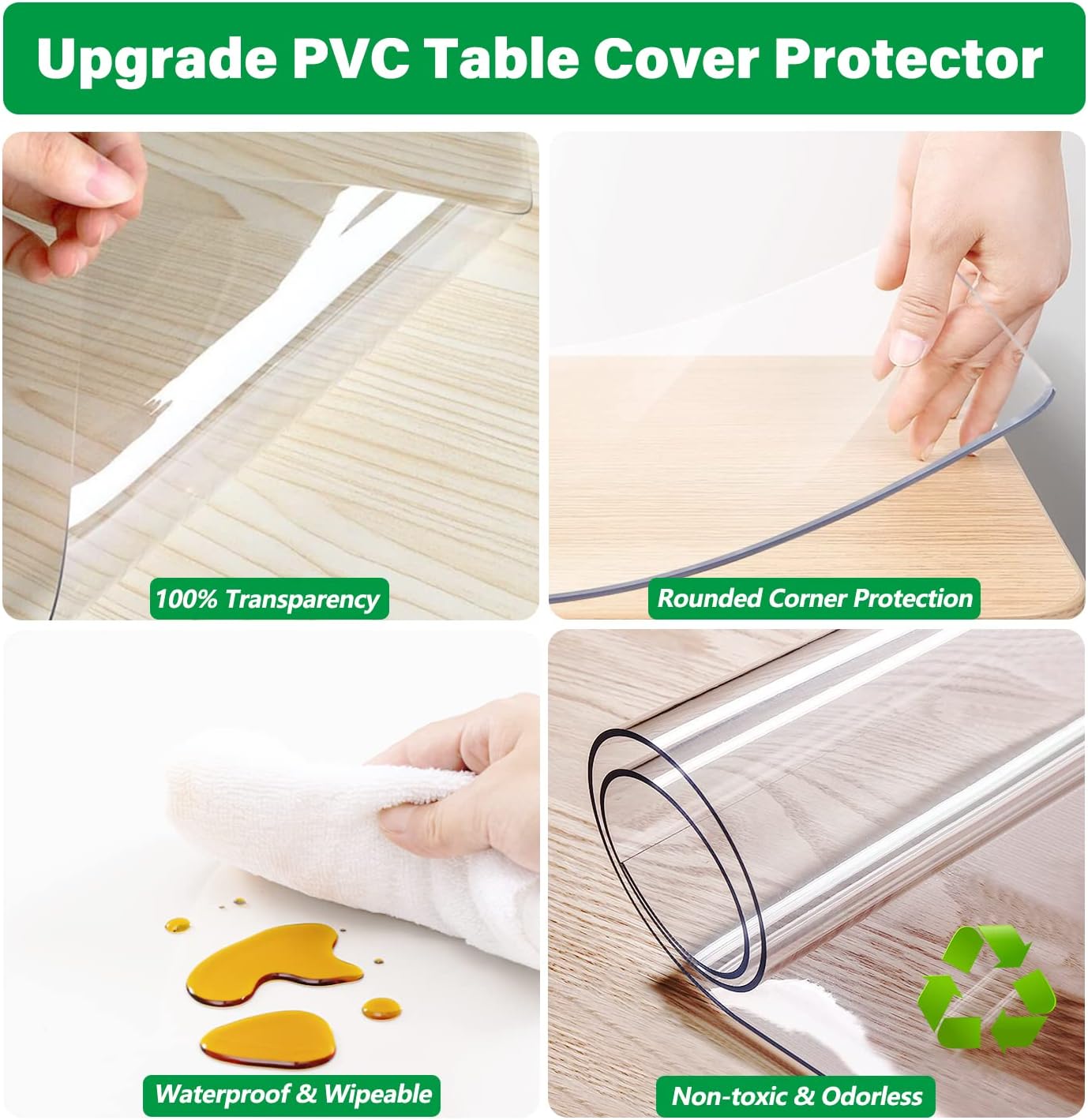 18x48 Inch 1.5mm Clear Plastic Tablecloths - Crystal Table Runner & Protector - PVC Table Cover - Waterproof - - Thick