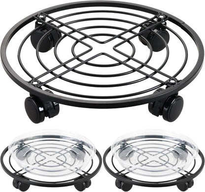 lucpur 3 Packs 13.5" Metal Plant Caddy with Wheels Large Rolling Plant Stands Indoor Wheeled Plant Dolly Heavy-duty