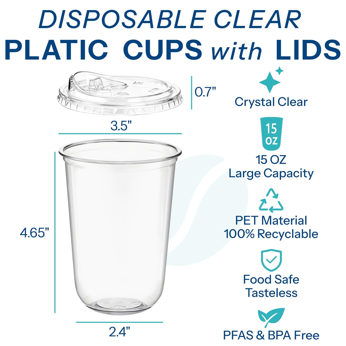 Homestockplus 25 Pack 15 oz BPA-Free Clear Plastic Cups with Strawless Sip Lids - Leak-Proof Round Bottom Disposable Iced Coffee Cups for Kids, To-Go Cold Drinks, Ideal for Small Parties & Daily Use