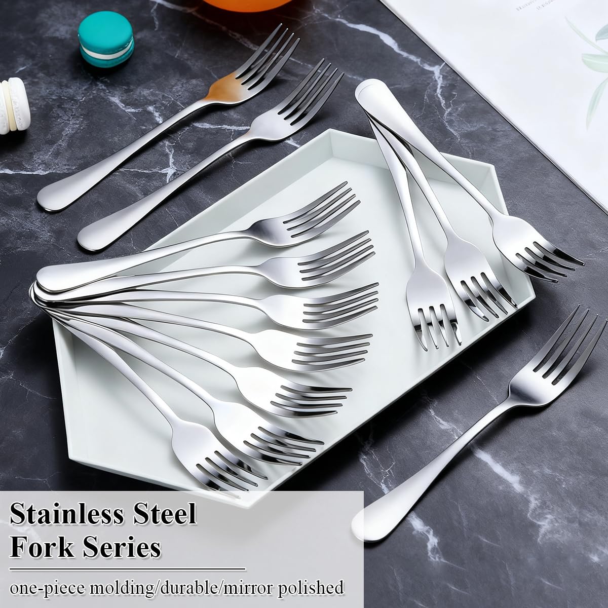 Berglander Dinner Forks Set 24pcs, Stainless Steel 7.28" Table Salad Forks, Flatware Silverware Fork for Home Kitchen, Restaurant, Hotel, Dishwasher Safe