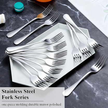 Berglander Dinner Forks Set 24pcs, Stainless Steel 7.28" Table Salad Forks, Flatware Silverware Fork for Home Kitchen, Restaurant, Hotel, Dishwasher Safe