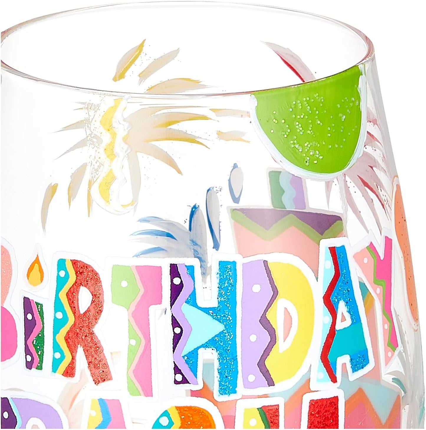 Designs by Lolita “Birthday Bash” Hand-painted Artisan Wine Glass, 15 oz