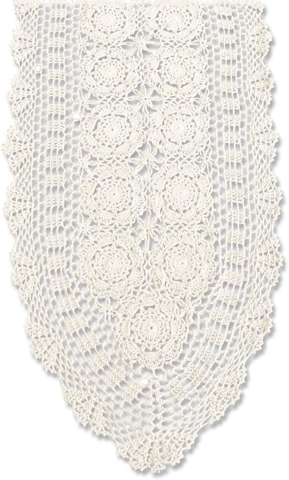 14x48 inch KEPSWET Cotton Handmade Crochet Lace Oval Table Runner Dresser Console Coffee Table TV Stand Decor Beige